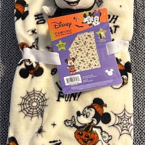 Disney Halloween Mickey Mouse Blanket Set - Black, White, Orange